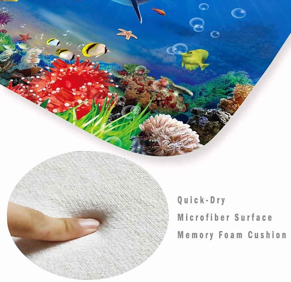 Underwater World Dolphin Print 17MM Thick Memory Foam Bathroom Carpet and Door Mat Non-Slip Absorbent Super Bath Mats - Image 20