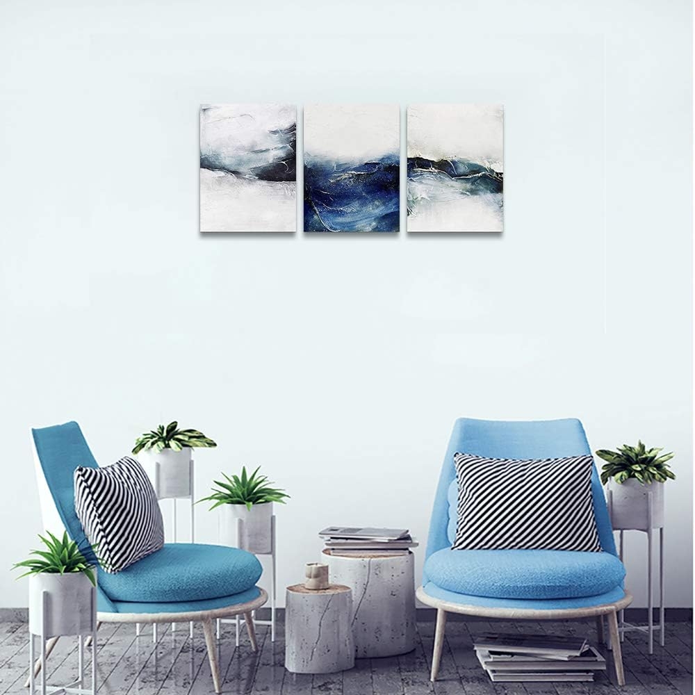 blue ocean fish 3 Pieces Framed Wall Art for Living Room Bathroom Wall Decoration Canvas Print Children's Bedroom Wall decor - Image 8