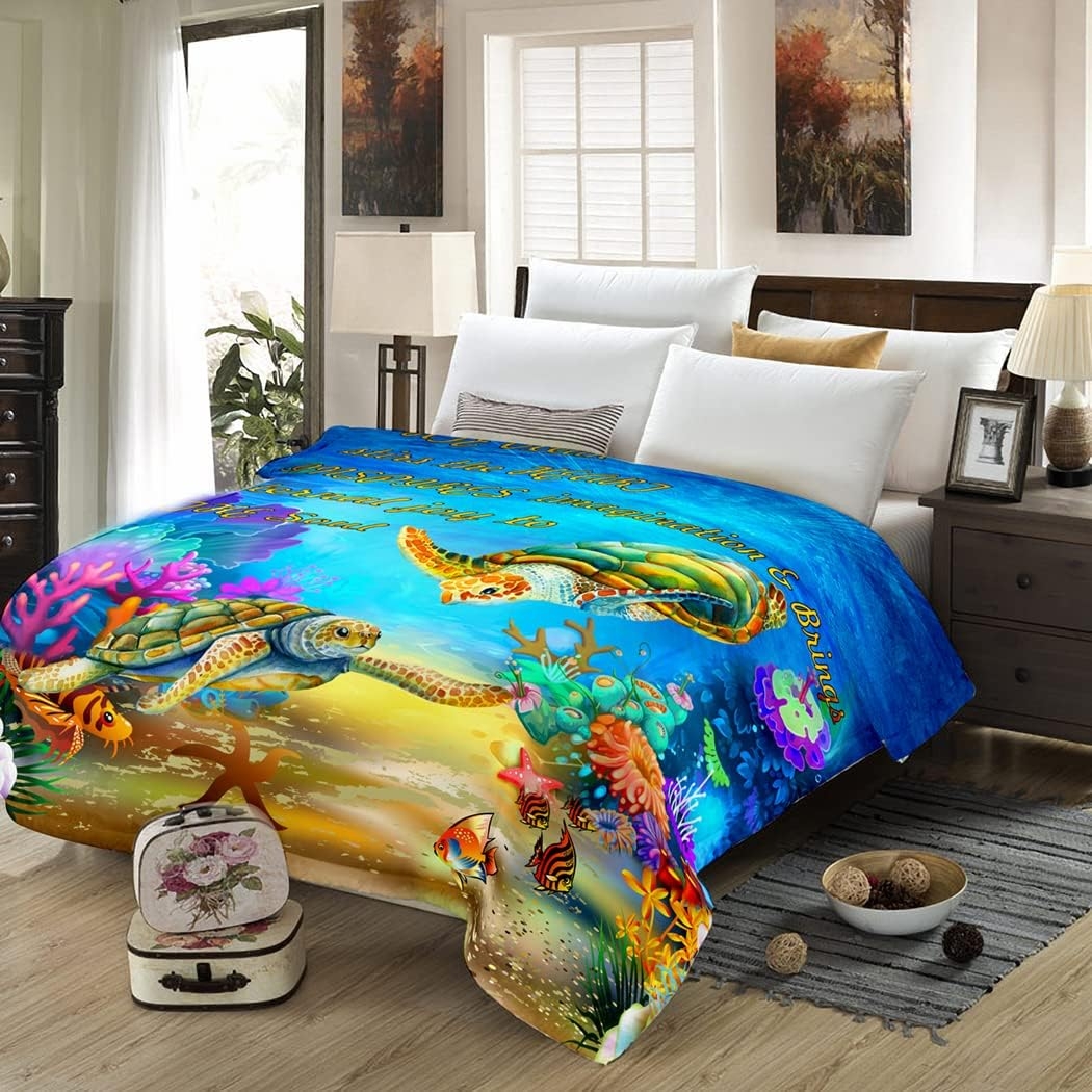 TONG XIAN Ocean Blanket,All Season Lightweight Plush and Warm Home Cozy Portable Fuzzy Throw Blankets for Couch Bed Sofa,Sea - Image 4