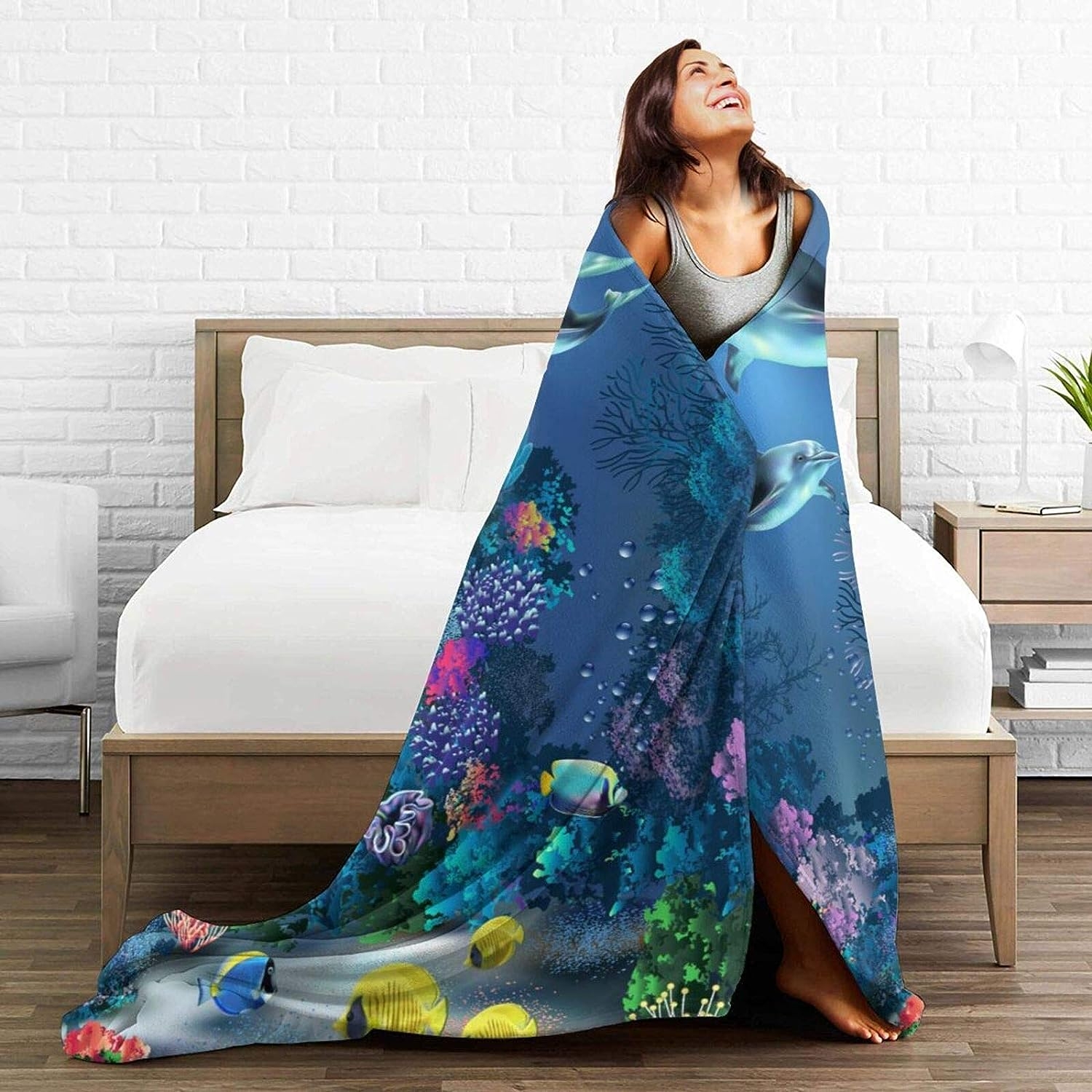 Ocean Sea Fish Soft Throw Blanket All Season Microplush Warm Blankets Lightweight Tufted Fuzzy Flannel Fleece Throws Blanket for - Image 4