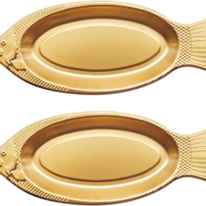 Hoypeyfiy Fish Shaped Plate Fish Dish 2Pcs Stainless Steel Fish Serving Platter Fish Shaped Plate Fish Platter Food Trays for