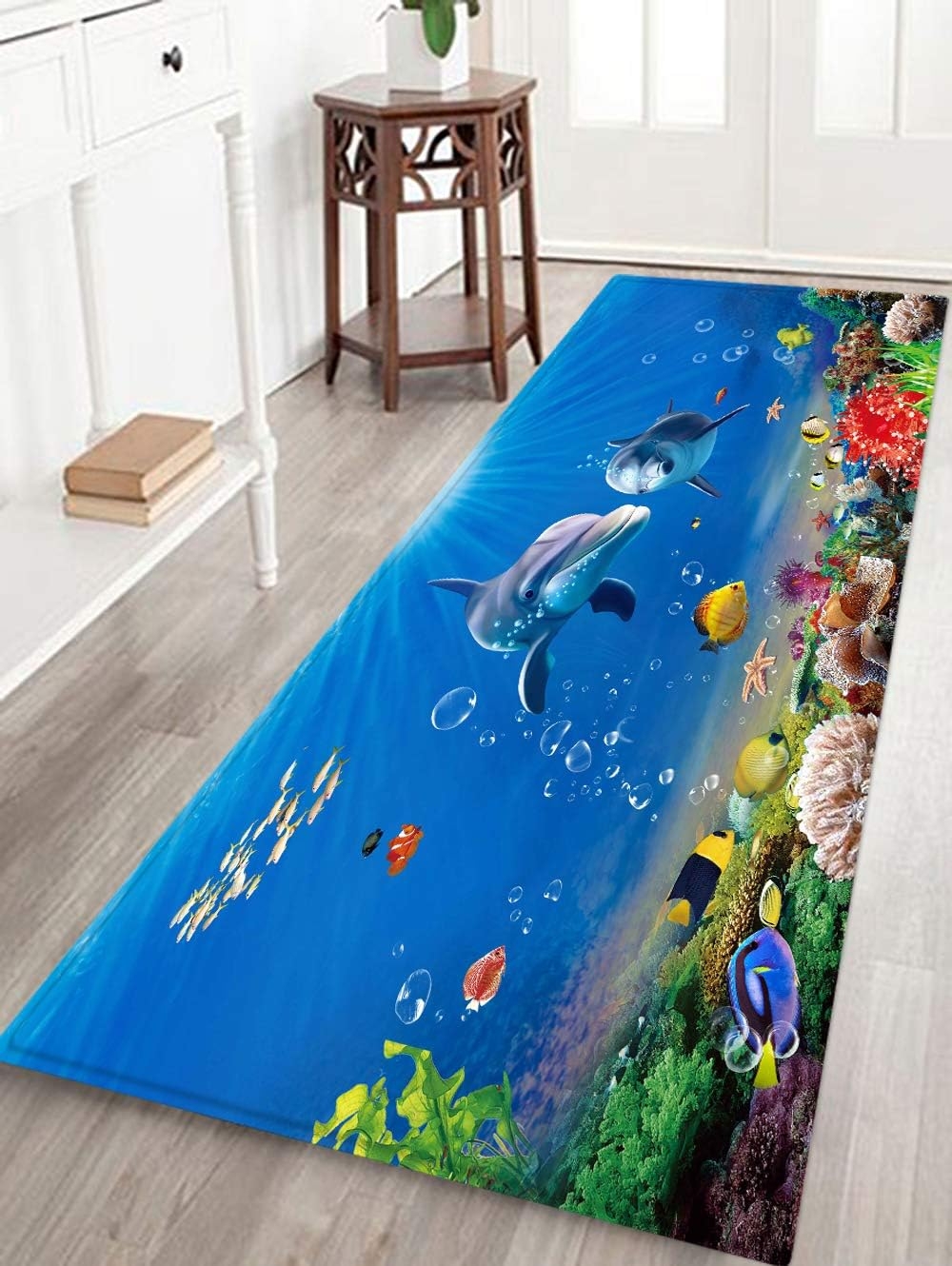 Underwater World Dolphin Print 17MM Thick Memory Foam Bathroom Carpet and Door Mat Non-Slip Absorbent Super Bath Mats - Image 12