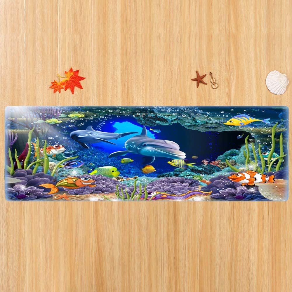 Underwater World Dolphin Print 17MM Thick Memory Foam Bathroom Carpet and Door Mat Non-Slip Absorbent Super Bath Mats - Image 44