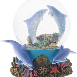 Elanze Designs Coral Reef Dolphin Pod 100MM Musical Snow Globe Plays Tune Fur Elise