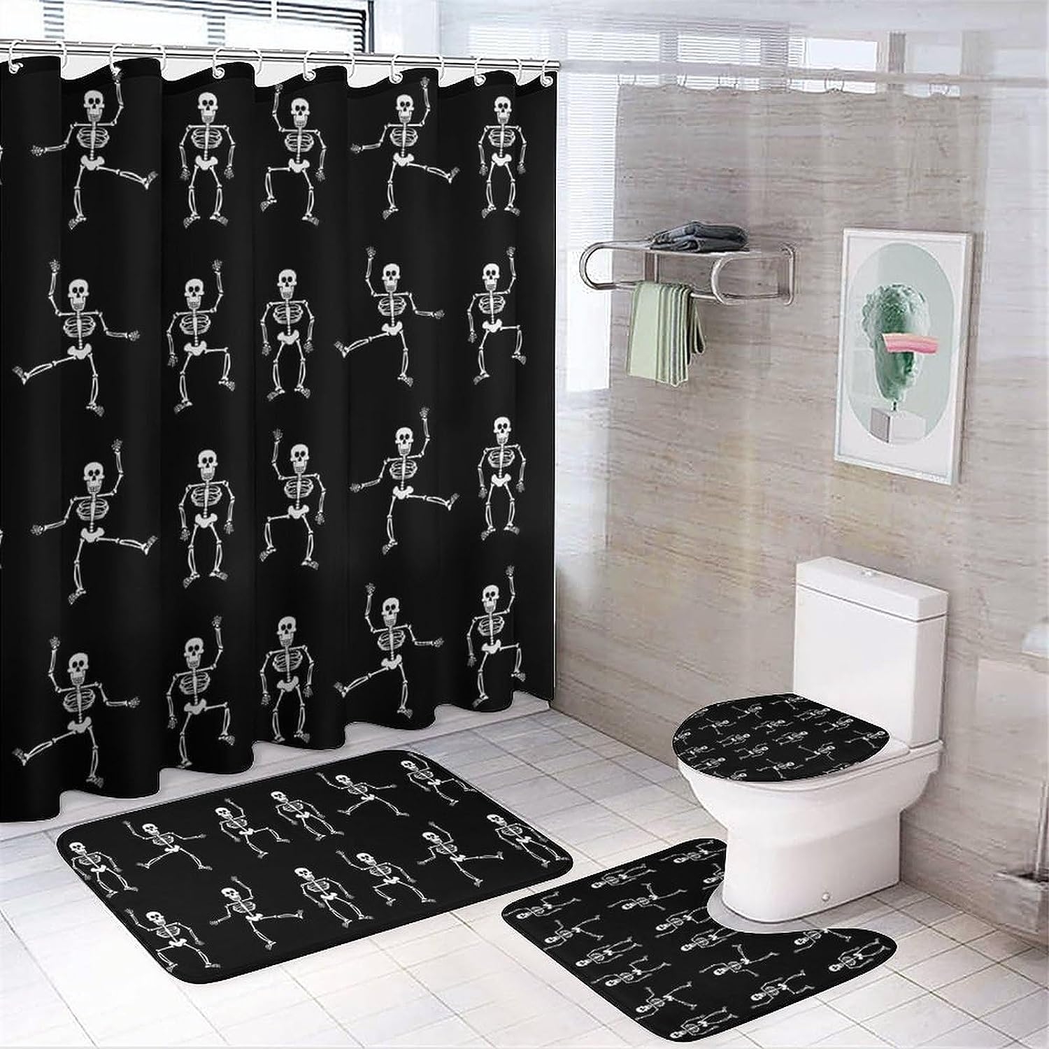 JAIDEN BEATA Coral Reef Jellyfish Dophin Ocean Shower Curtain Set with Coral Velvet Bathroom Rugs Toilet Lid Cover U Shaped - Image 27