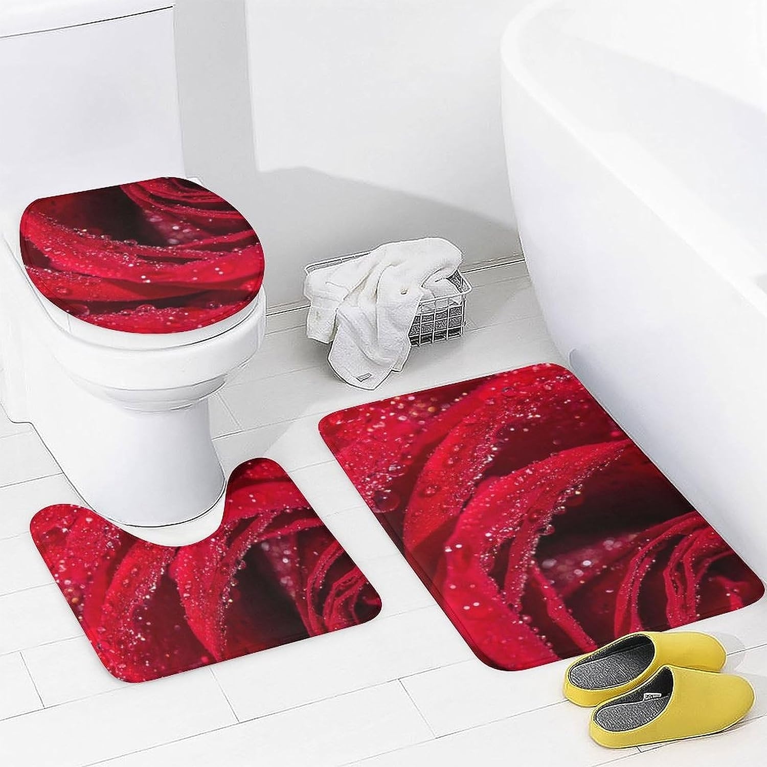 JAIDEN BEATA Coral Reef Jellyfish Dophin Ocean Shower Curtain Set with Coral Velvet Bathroom Rugs Toilet Lid Cover U Shaped - Image 46