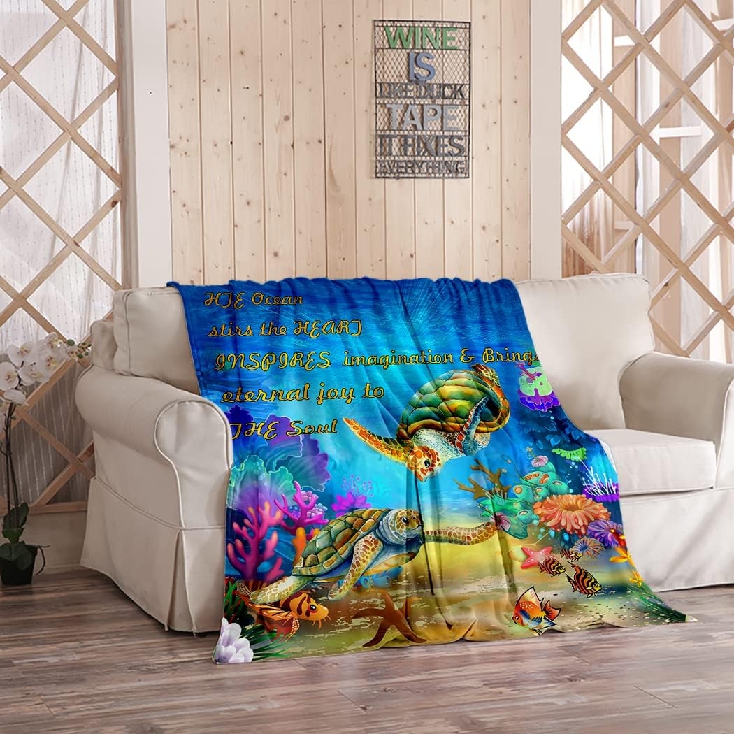 TONG XIAN Ocean Blanket,All Season Lightweight Plush and Warm Home Cozy Portable Fuzzy Throw Blankets for Couch Bed Sofa,Sea - Image 6