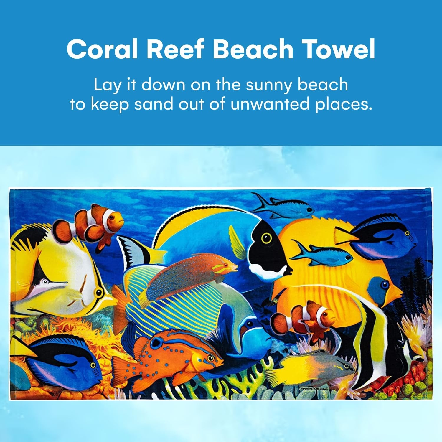 Dawhud Direct Coral Reef Beach Towel for Kids, Girls, Boys, Men, Women, Tropical Fish Bath Towel Print 30″ x 60″ Pool Towel