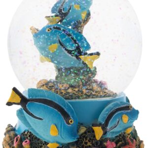 Elanze Designs Royal Blue Tang Fish 100MM Musical Snow Globe Plays Tune Wonderful World
