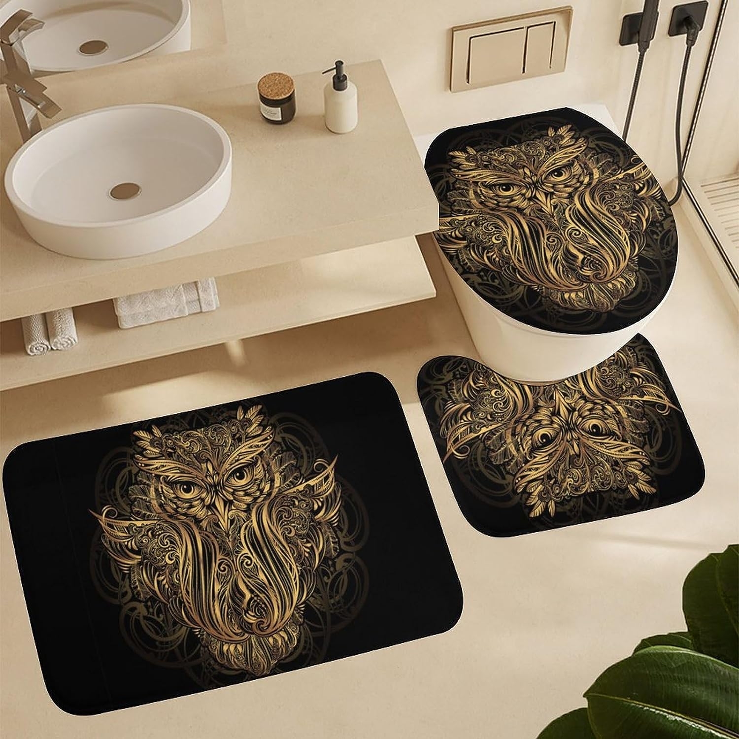 JAIDEN BEATA Coral Reef Jellyfish Dophin Ocean Shower Curtain Set with Coral Velvet Bathroom Rugs Toilet Lid Cover U Shaped - Image 36