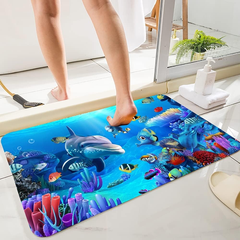 WODEJIA Bath Rugs Sponge Foam Soft for Bathroom,Flannel Mat Non Slip Bright 3D Printed for Bedside and Living Room,Clearance - Image 16