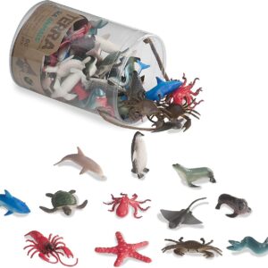 Terra by Battat - Sea Animals in Tube Playset - Animal Figures for Kids - 60pcs Multi, 2"