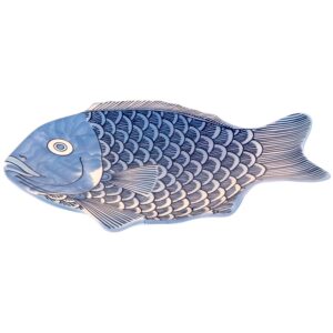 G.E.T. 370-12-BL-EC Melamine Fish Serving Platter, 12" x 8.25", Blue (Set of 4)