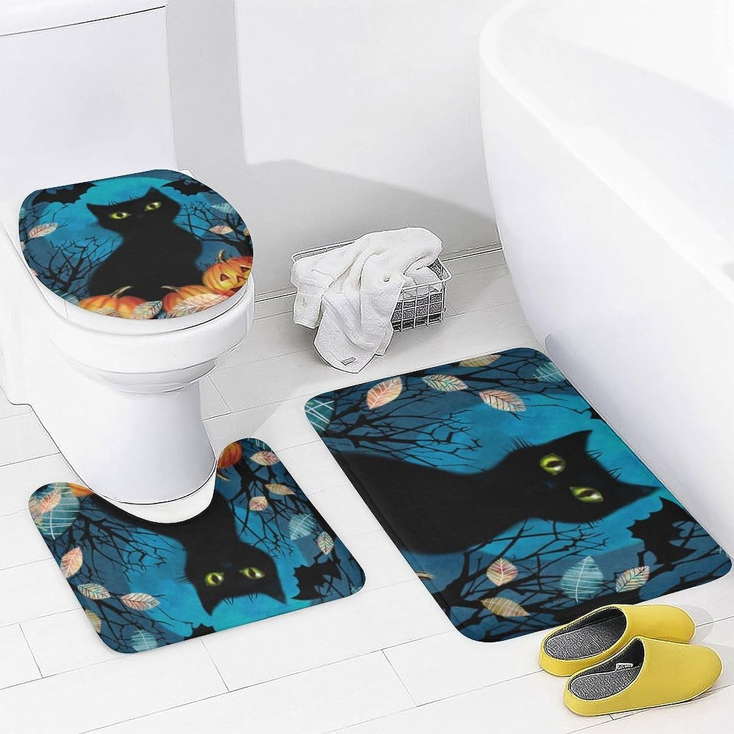JAIDEN BEATA Coral Reef Jellyfish Dophin Ocean Shower Curtain Set with Coral Velvet Bathroom Rugs Toilet Lid Cover U Shaped - Image 58