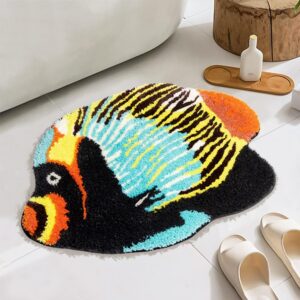 UNIBATH Cute Bath Mat for Bathroom Non Slip Small Bathroom Rugs Aesthetic Kids Nursery Playroom Tropical Themed Decor Microfiber