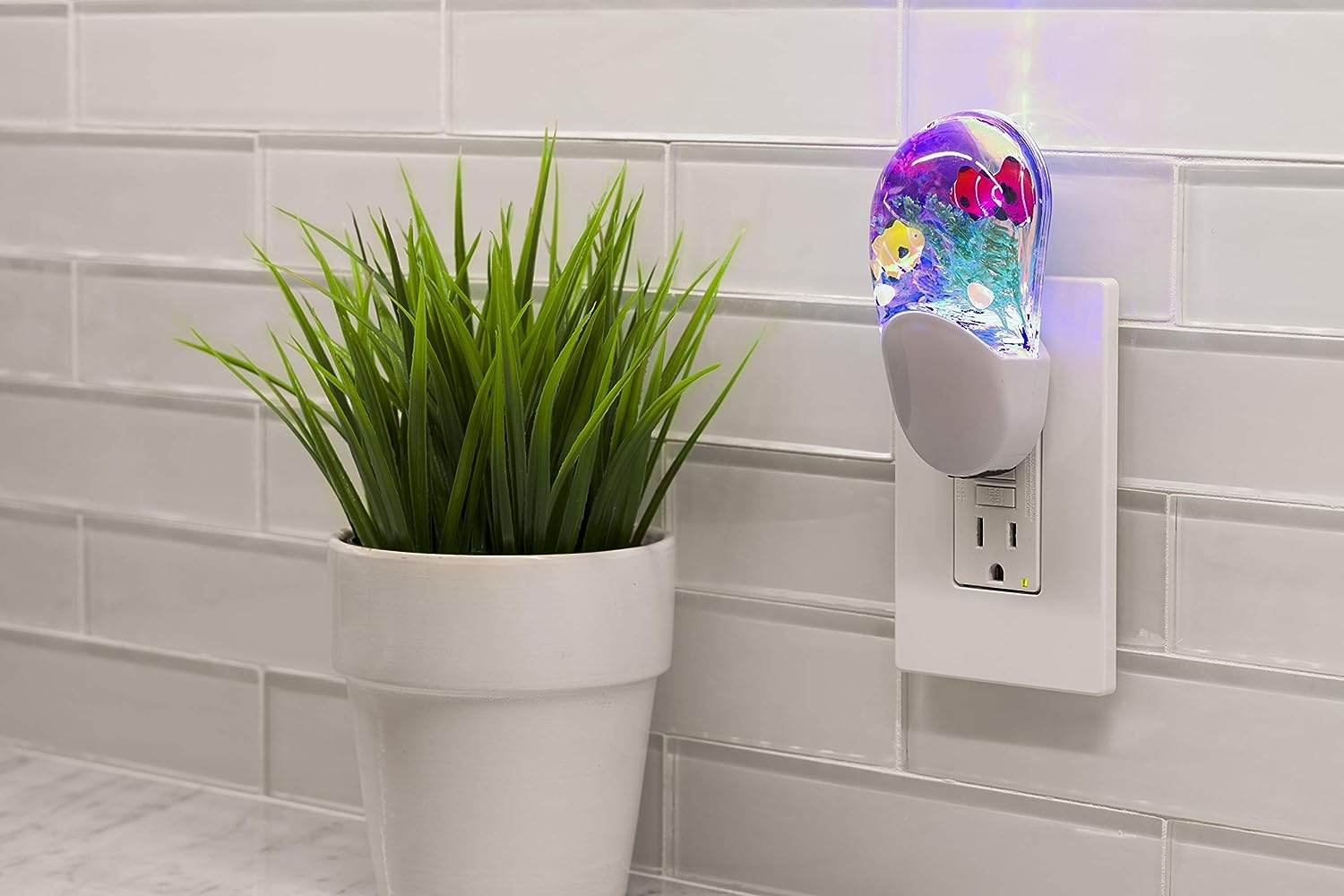 Jasco Tropical Aqualites LED Night, Plug-in, Color Changing, Light Sensing, Auto On/Off, Energy Efficient, Features Soothing