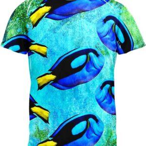 Blue Tang Fish Tropical Splatter All Over Mens T Shirt