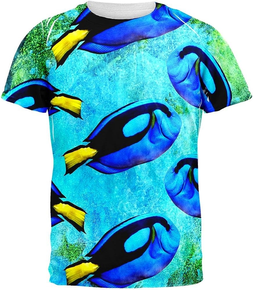 Blue Tang Fish Tropical Splatter All Over Mens T Shirt