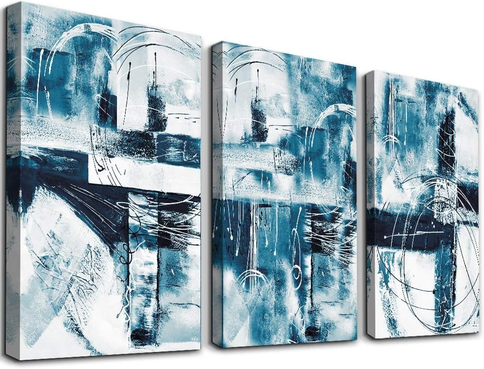 blue ocean fish 3 Pieces Framed Wall Art for Living Room Bathroom Wall Decoration Canvas Print Children's Bedroom Wall decor - Image 25