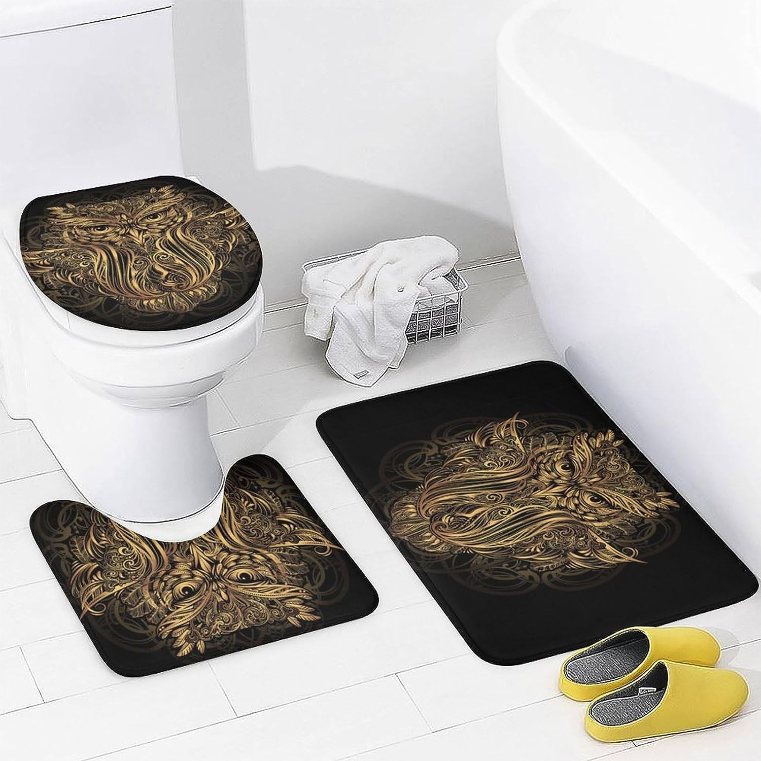 JAIDEN BEATA Coral Reef Jellyfish Dophin Ocean Shower Curtain Set with Coral Velvet Bathroom Rugs Toilet Lid Cover U Shaped - Image 34