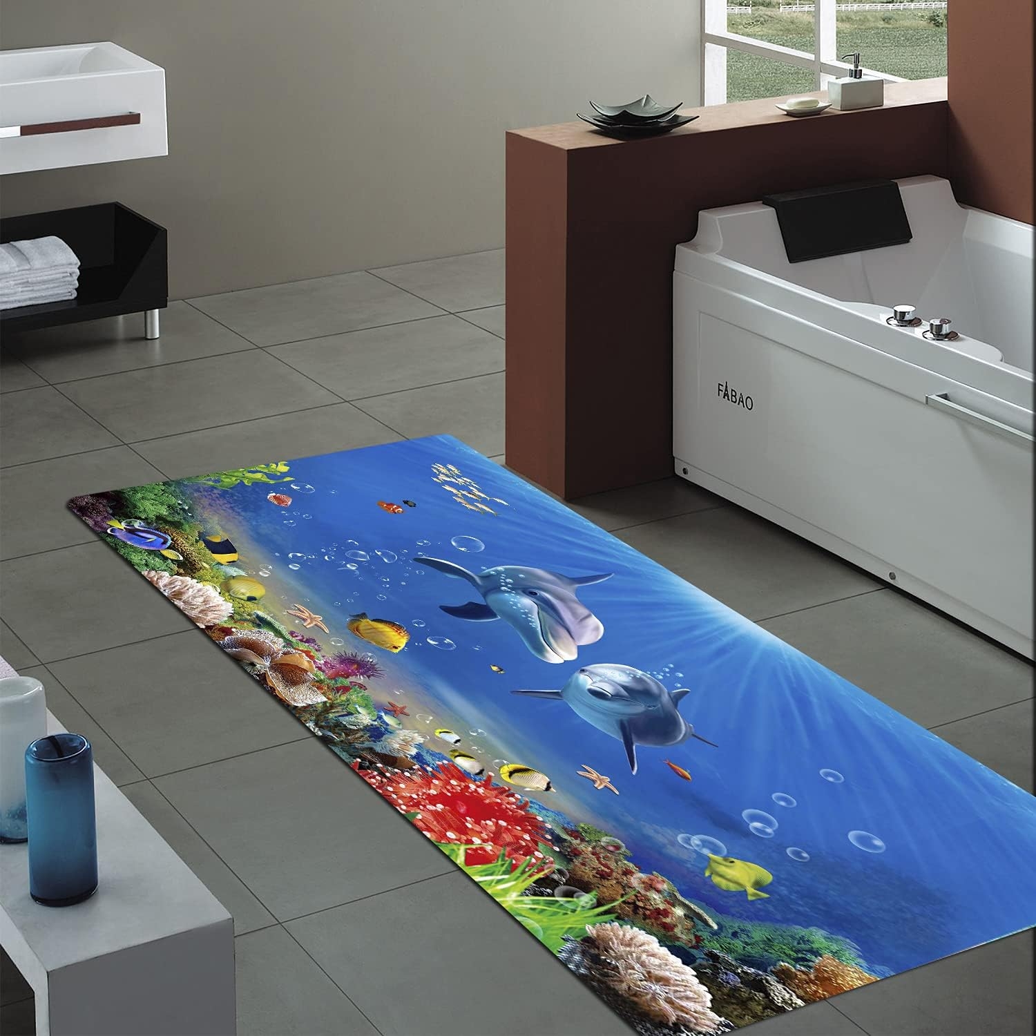 Underwater World Dolphin Print 17MM Thick Memory Foam Bathroom Carpet and Door Mat Non-Slip Absorbent Super Bath Mats - Image 54