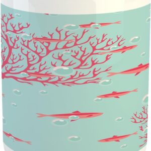 Ambesonne Coral Mug, Aquatic Pattern with Little Fishes and Coral Reef Bubbles Water, Ceramic Coffee Mug Cup for Water Tea