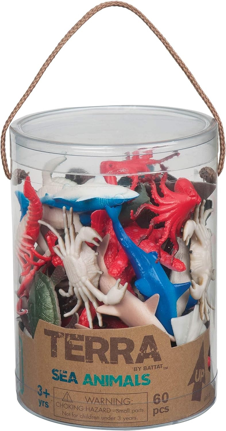 Terra by Battat - Sea Animals in Tube Playset - Animal Figures for Kids - 60pcs Multi, 2" - Image 7