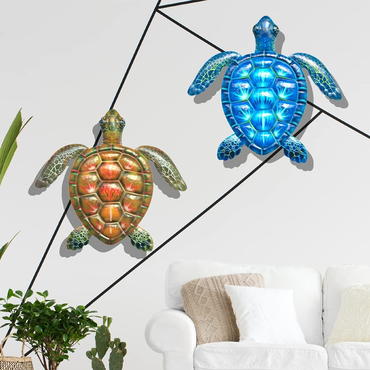 HHgrowe 11.8 Inches Hand-Painted Metal Fish Art Wall Decor Coastal Ocean Sea Hanging Decorations Garden Pool Decor Set of 4 - Image 13