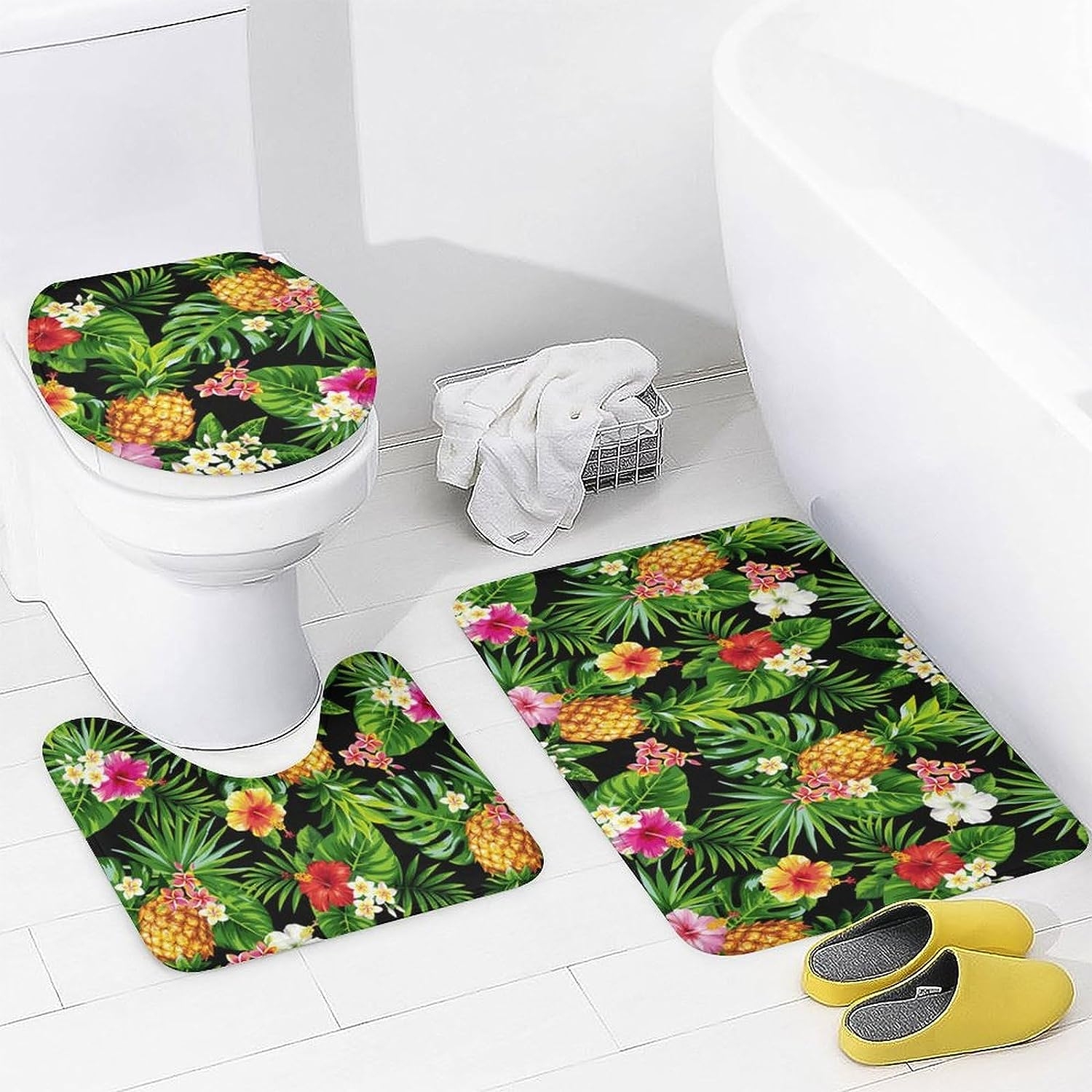 JAIDEN BEATA Coral Reef Jellyfish Dophin Ocean Shower Curtain Set with Coral Velvet Bathroom Rugs Toilet Lid Cover U Shaped - Image 16