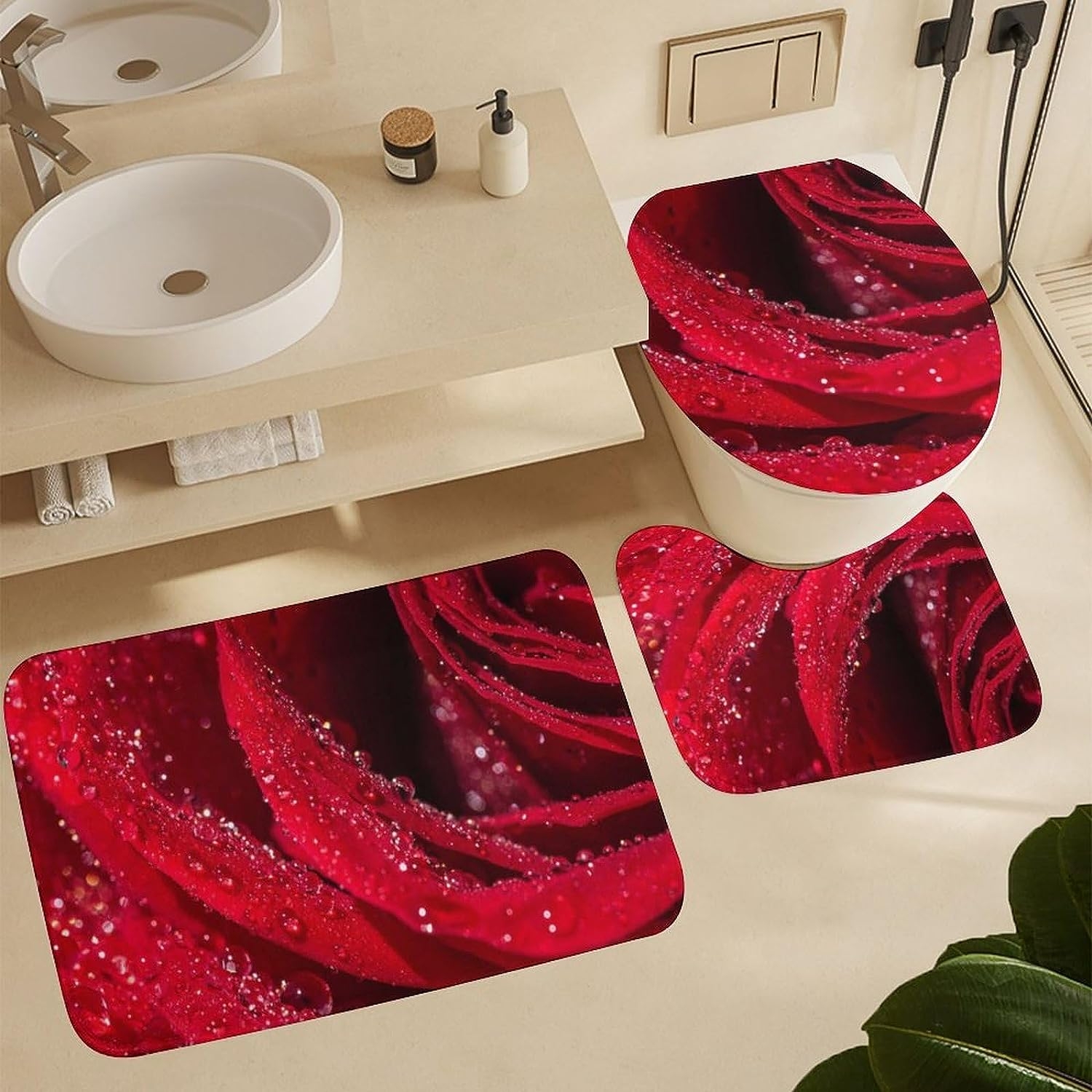 JAIDEN BEATA Coral Reef Jellyfish Dophin Ocean Shower Curtain Set with Coral Velvet Bathroom Rugs Toilet Lid Cover U Shaped - Image 48