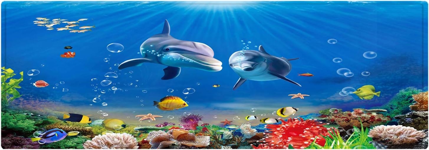 Underwater World Dolphin Print 17MM Thick Memory Foam Bathroom Carpet and Door Mat Non-Slip Absorbent Super Bath Mats - Image 11