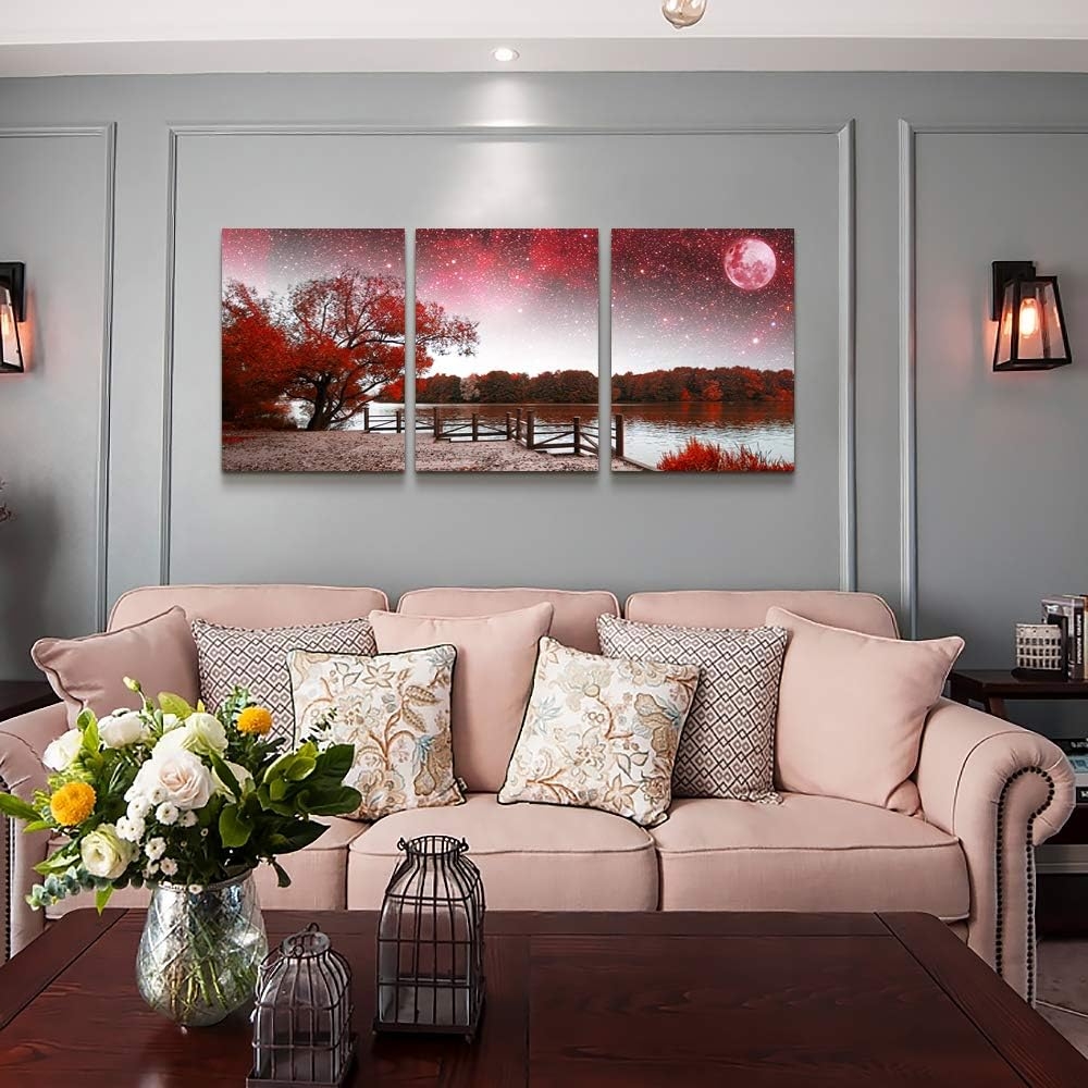 Canvas Wall Art for Living Room- family Bedroom Canvas Pictures Artwork Bathroom Wall Decor- 4 Panels Coral and Sea Fish and - Image 9