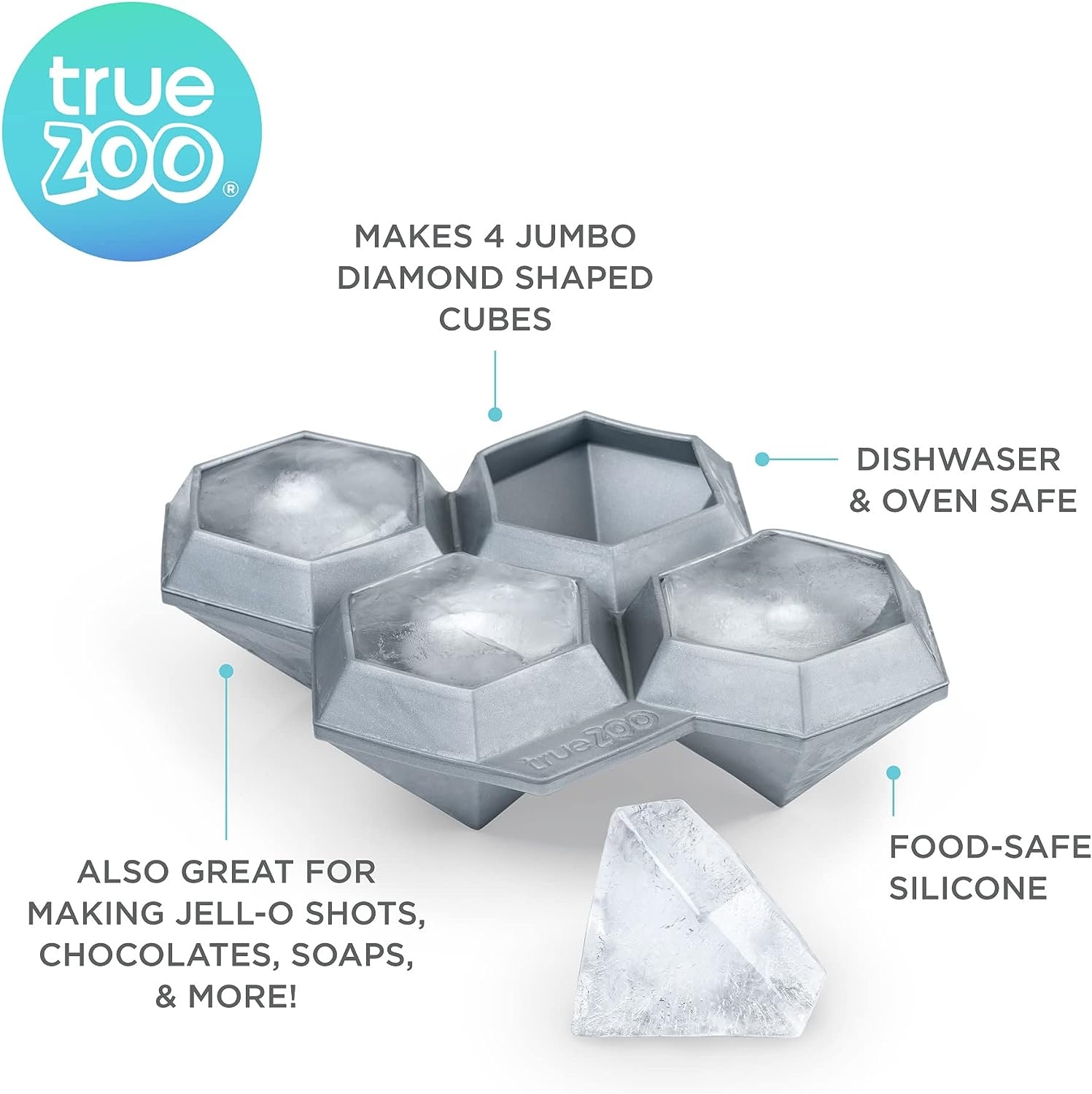True Zoo Parad-Ice Fish Ice Cube Tray, Novelty Animal Ice Mold, Fish Ice Cube Mold, Makes 12 Ice Cubes, Silicone Ice Tray, Blue,