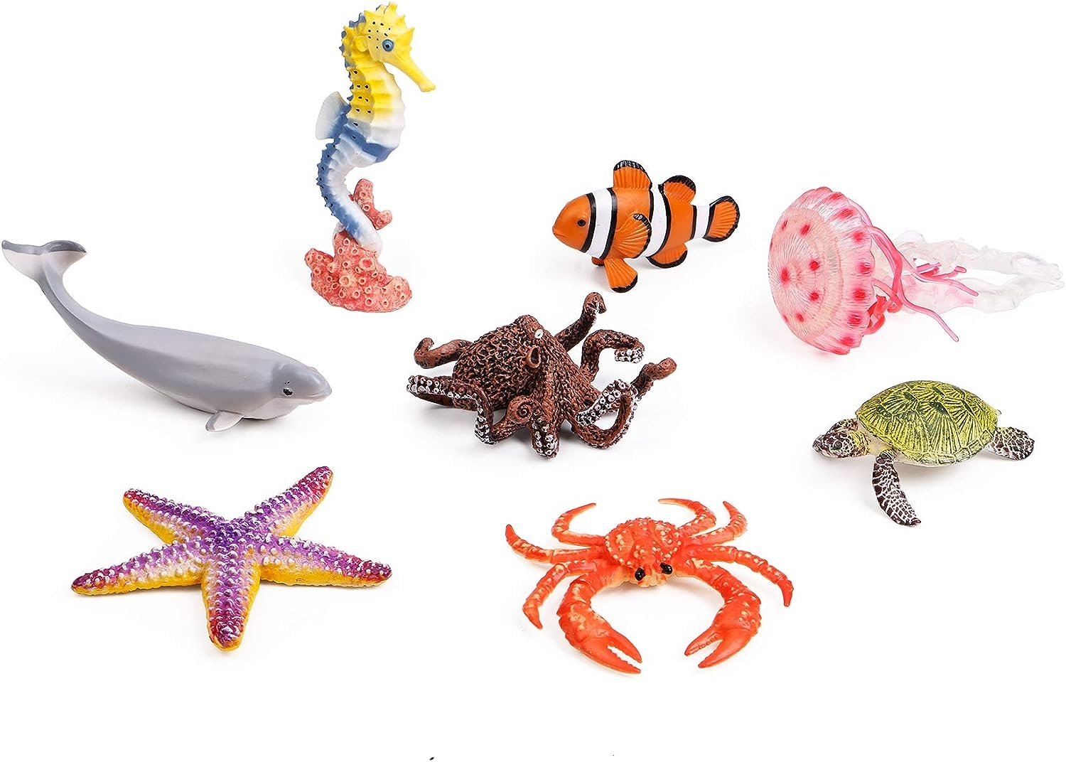 UANDME 8pcs Sea Animal Figures Realistic Ocean Animal Figurines Toy Playset for Kids Cake Toppers Decoration