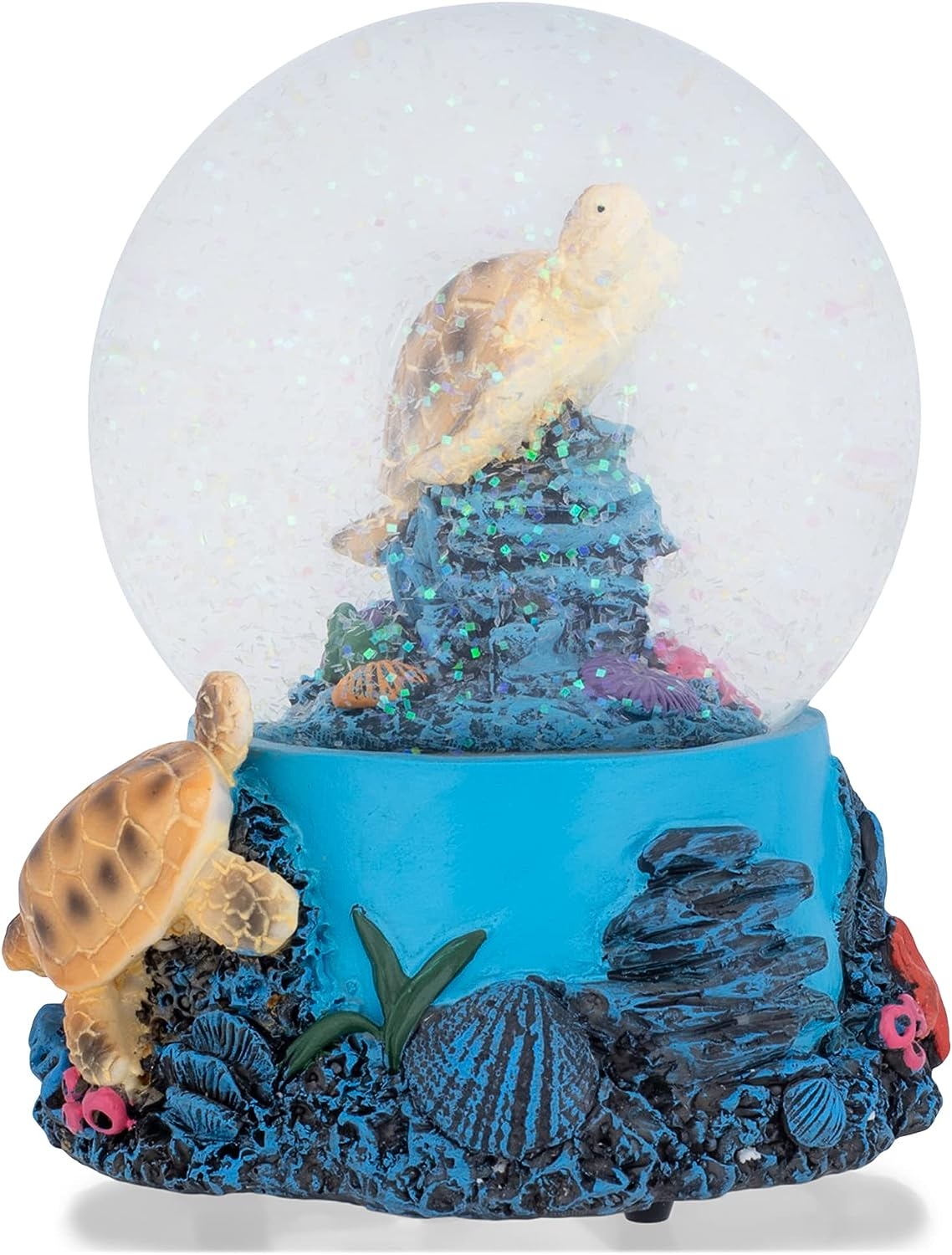 Elanze Designs Coral Reef Sea Turtles 100MM Musical Snow Globe Plays Tune Wonderful World