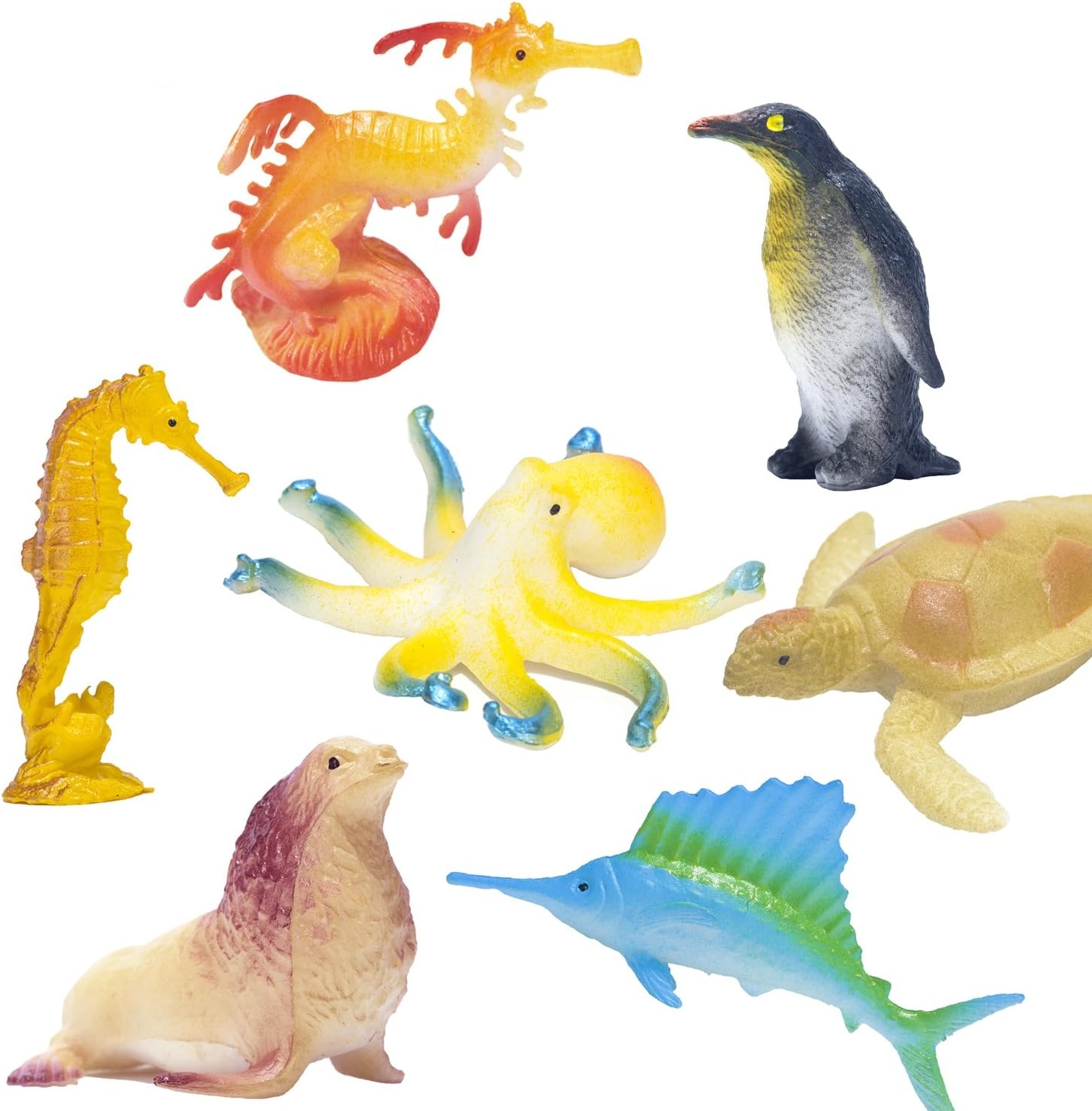 Ocean Sea Animals Figures, 60 Pack Mini Plastic Deep Underwater Life Creatures Set, STEM Educational Shower Bath Toys Gift for - Image 3