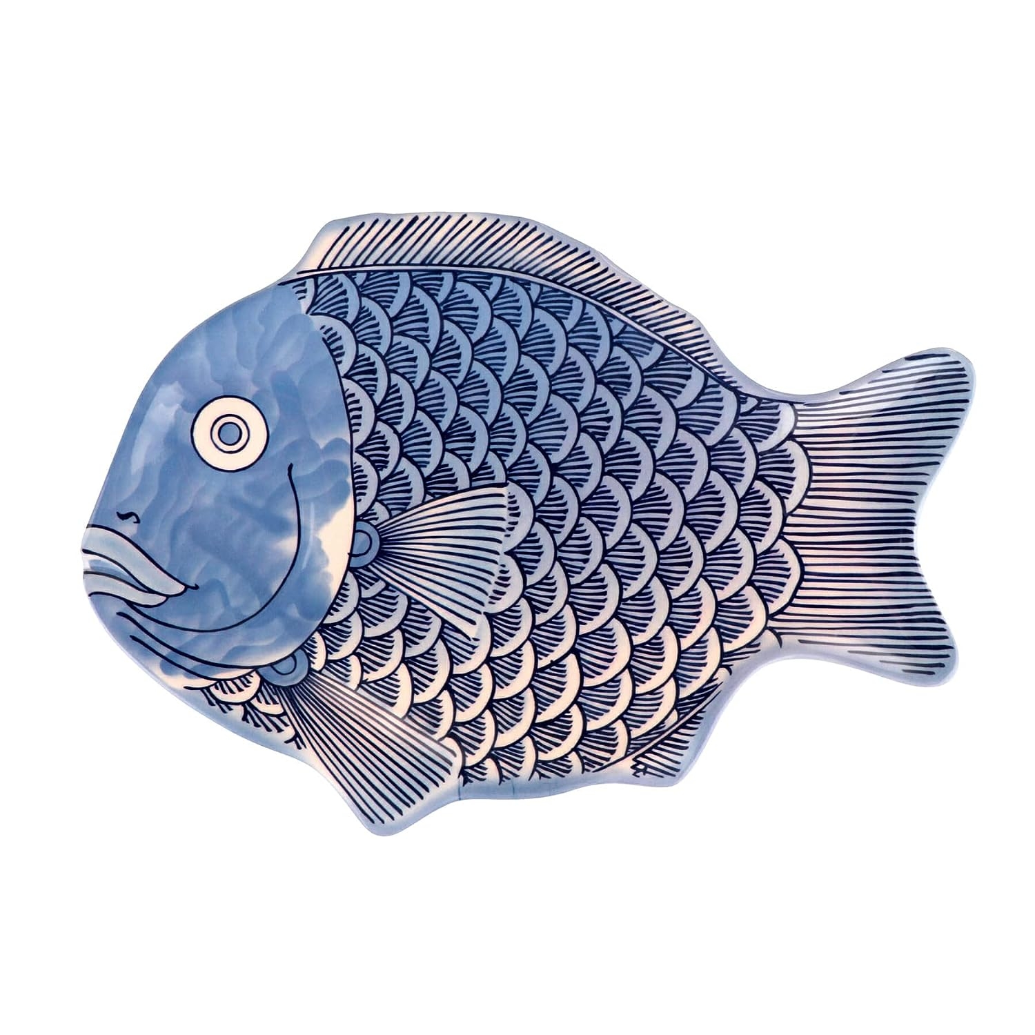 G.E.T. 370-12-BL-EC Melamine Fish Serving Platter, 12″ x 8.25″, Blue (Set of 4)