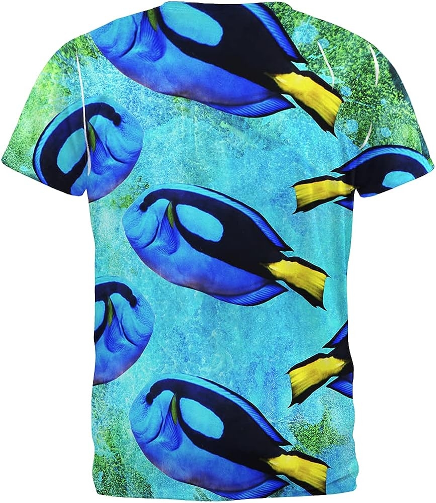 Blue Tang Fish Tropical Splatter All Over Mens T Shirt