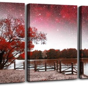 Canvas Wall Art for Living Room- family Bedroom Canvas Pictures Artwork Bathroom Wall Decor- 4 Panels Coral and Sea Fish and