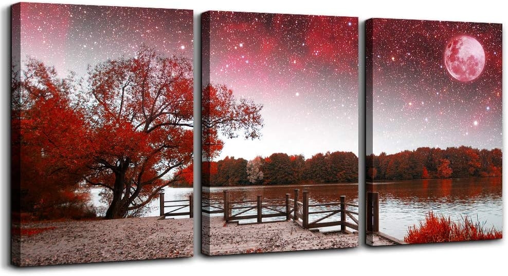 Canvas Wall Art for Living Room- family Bedroom Canvas Pictures Artwork Bathroom Wall Decor- 4 Panels Coral and Sea Fish and