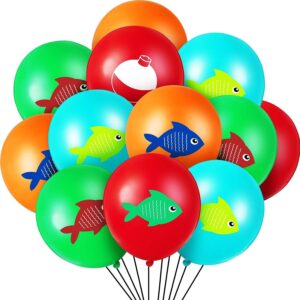 60 Pcs Fish Balloons Fishing Birthday Party Supplies Latex Fish Themed Balloon Fishing Party Decorations for Kids Birthday Under