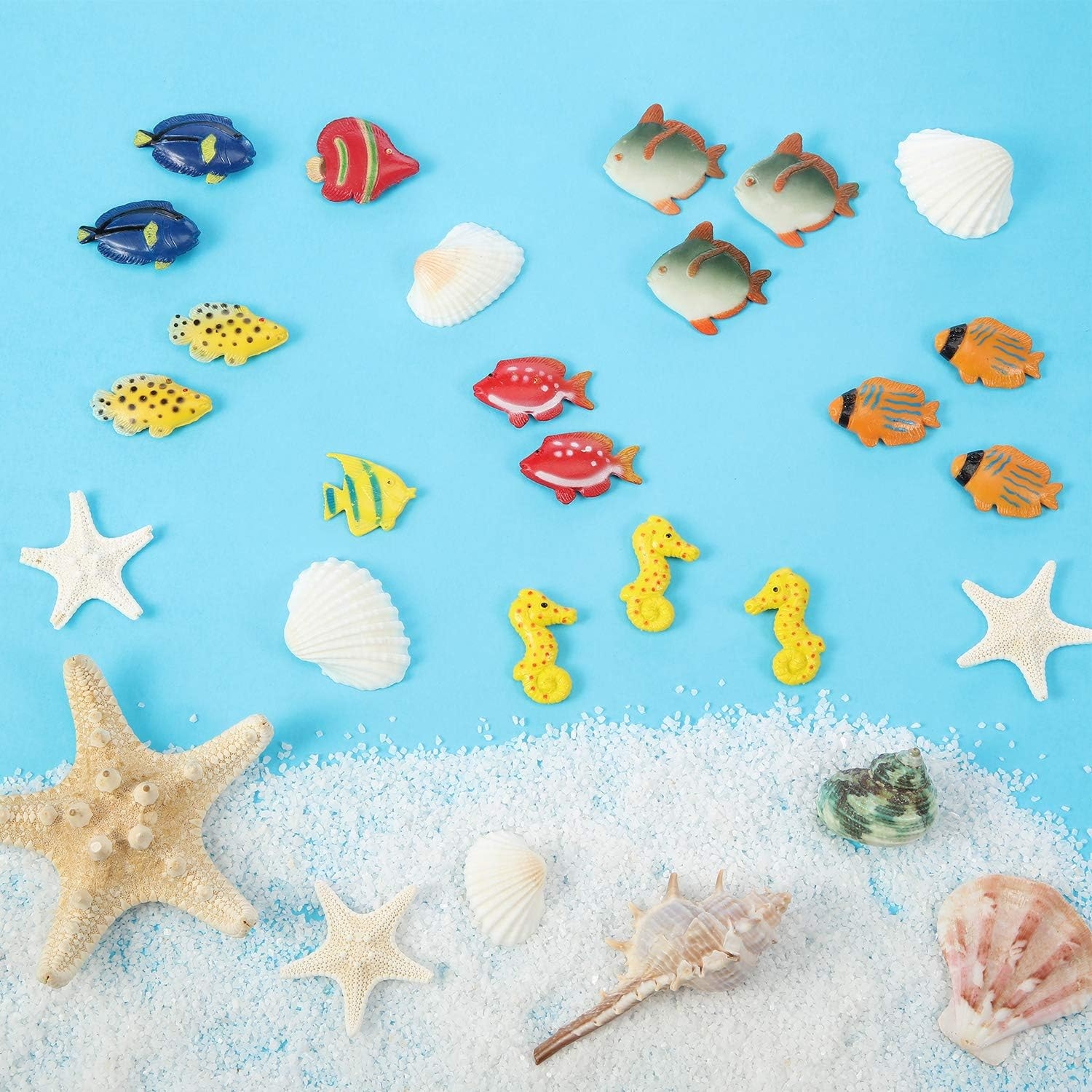 Boao 48 Pieces Tropical Fish Figure Play Set,Tropical Fish Party Favors, Assorted Plastic Fish Toys,