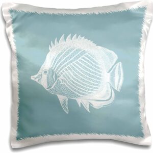 3D Rose Blue Butterflyfish Tropical Fish Print Exotic Modern Sea Ocean Marine Design Pillowcase, 16" x 16"