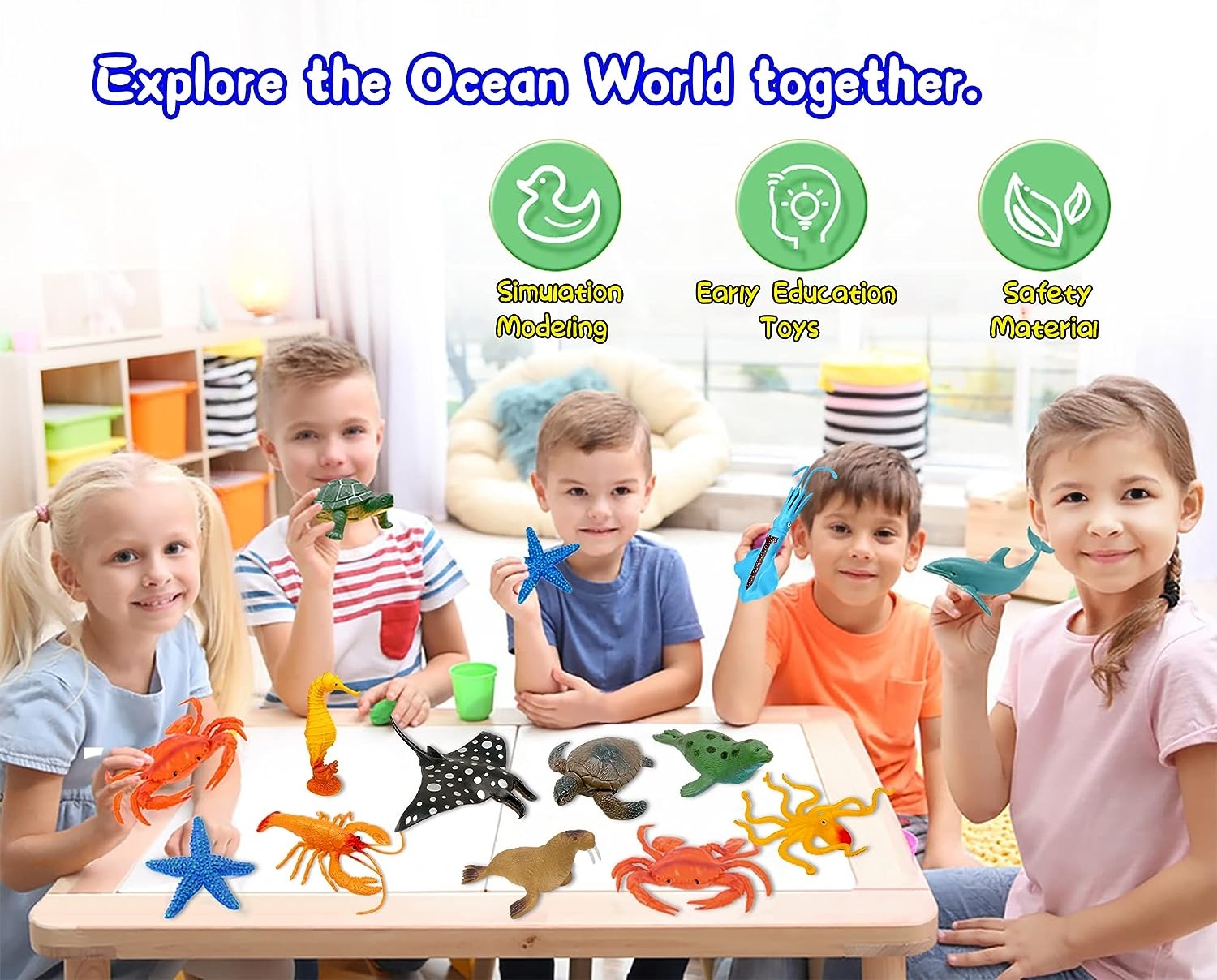 KECIABO Ocean Sea Animal Figures, 12 Pack Realistic Soft Plastic Bath Toys for Toddlers, Kids, Boys, and Girls