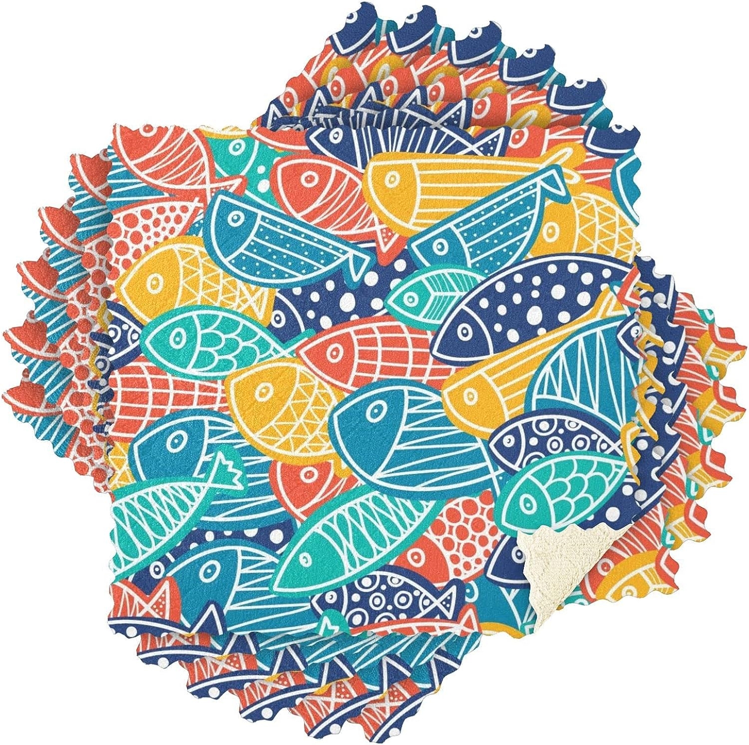 Famiho Coloful Fish Kitchen Cloth 11x11 inch Dish Towel 6 Pack Super Absorbent Dish Cloths for Cleaning Dishes, Kitchen, - Image 8