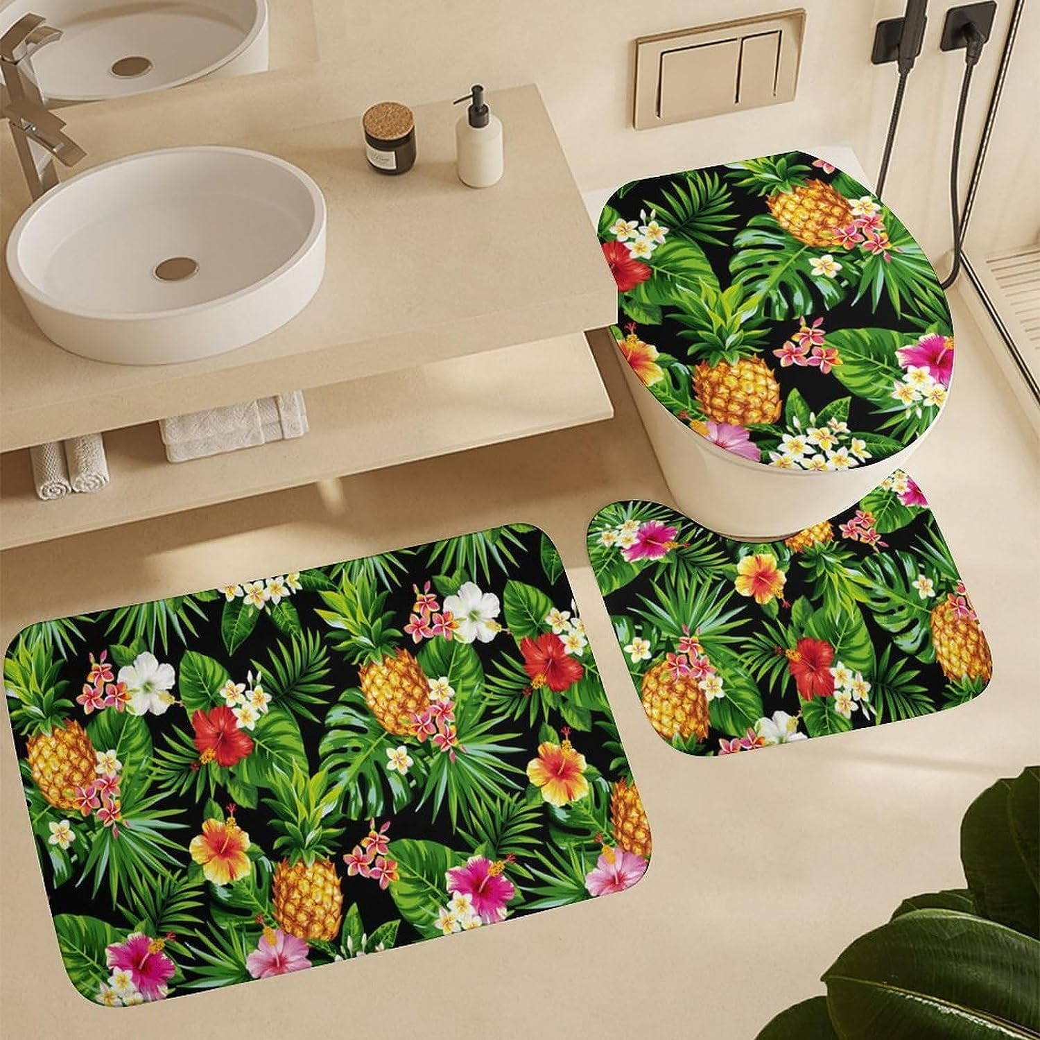 JAIDEN BEATA Coral Reef Jellyfish Dophin Ocean Shower Curtain Set with Coral Velvet Bathroom Rugs Toilet Lid Cover U Shaped - Image 18