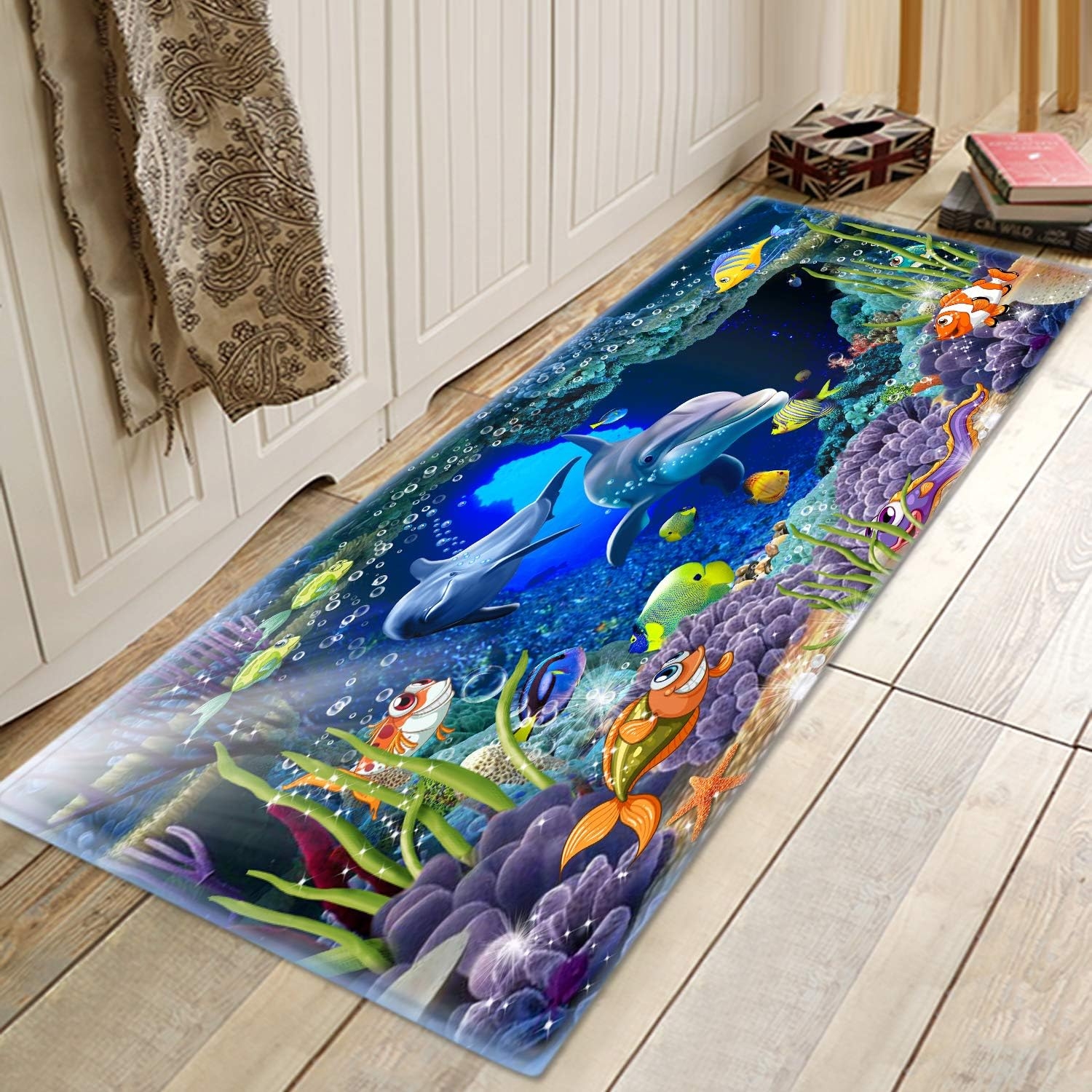 Underwater World Dolphin Print 17MM Thick Memory Foam Bathroom Carpet and Door Mat Non-Slip Absorbent Super Bath Mats - Image 41