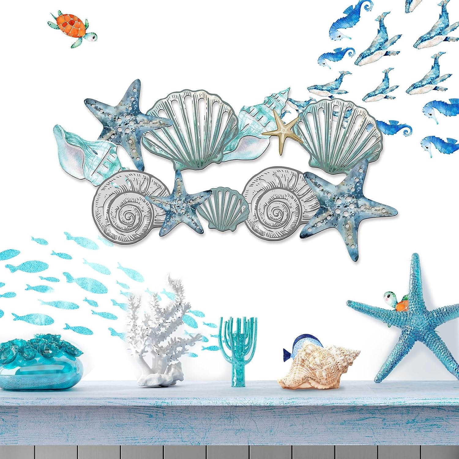 Metal Fish Wall Decor Handcrafted Fish Art Summer Metal Wall Sculpture Marine Decor for Coastal Nautical Beach or Boat Decor