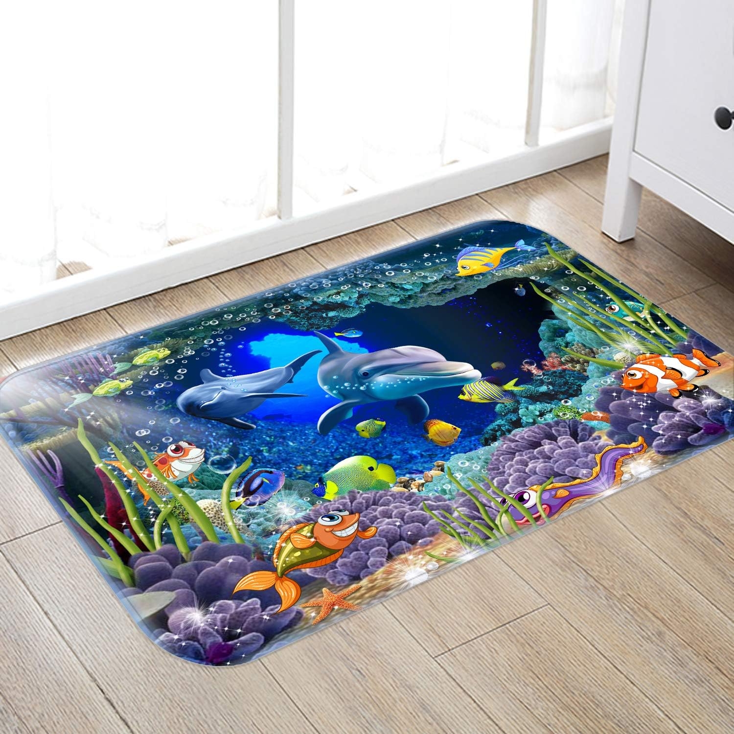 Underwater World Dolphin Print 17MM Thick Memory Foam Bathroom Carpet and Door Mat Non-Slip Absorbent Super Bath Mats - Image 50