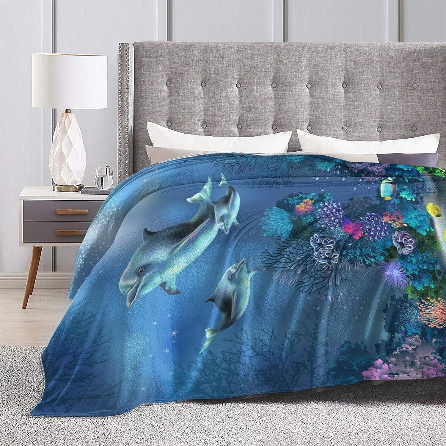 Ocean Sea Fish Soft Throw Blanket All Season Microplush Warm Blankets Lightweight Tufted Fuzzy Flannel Fleece Throws Blanket for - Image 8